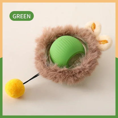 Cat Interactive Ball Toys Automatic Rolling Ball Faux Tail Rechargeable