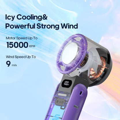 Portable High Speed Cooling Handheld Fan 3600mAh Rechargeable Foldable Fan