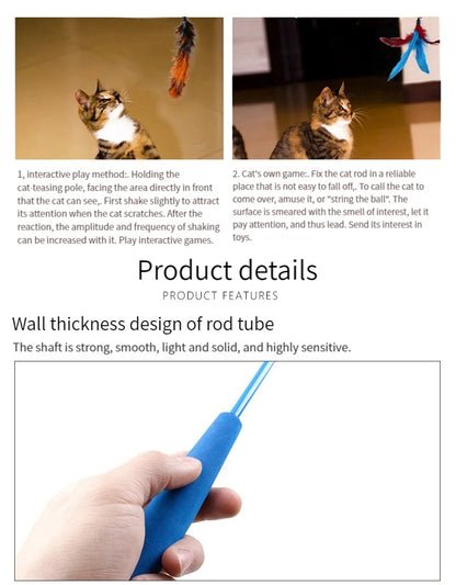 11pcs Replacement Cat Feather Toy Set Feather Replacement Head Retractable Cat Stick