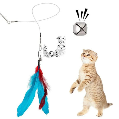 11pcs Replacement Cat Feather Toy Set Feather Replacement Head Retractable Cat Stick