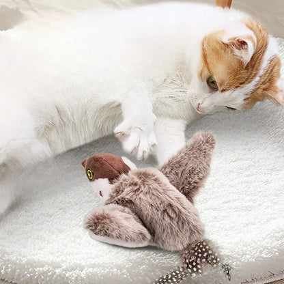 Simulated Bird Cat Toy Touch Sensitive Plush Toy Rechargeable Chirping Flapping Bird