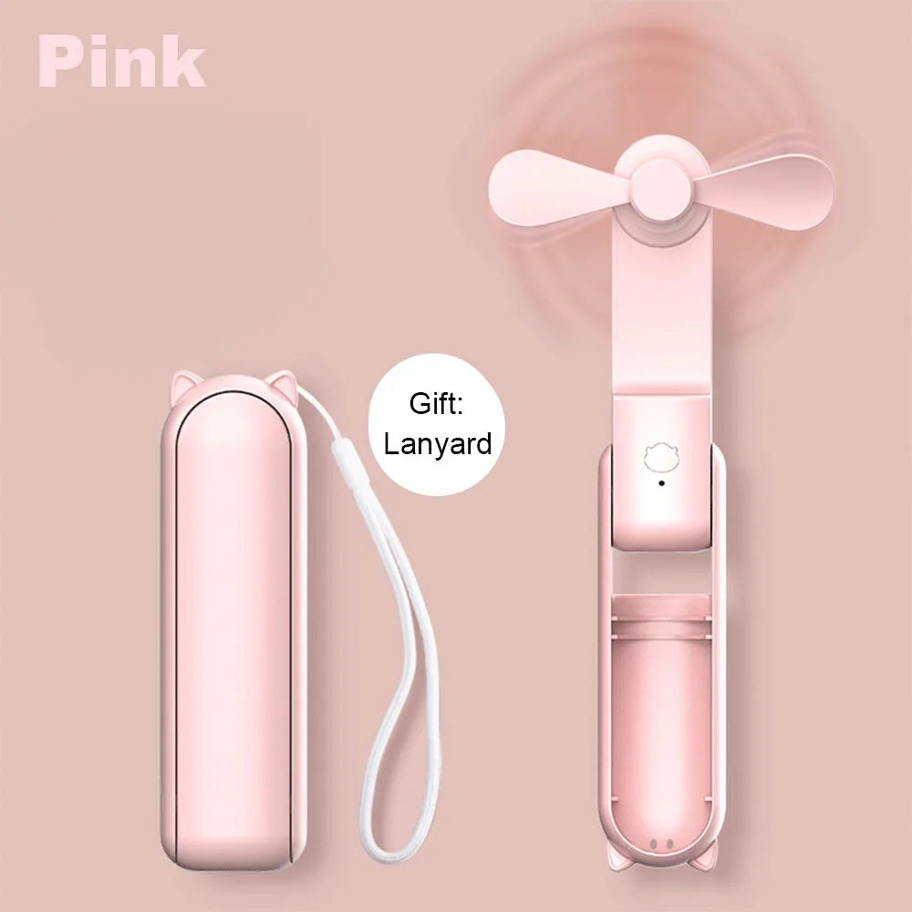 Portable Fan 2000mAh USB Rechargeable 3 Speed Mini Handheld Foldable Fan