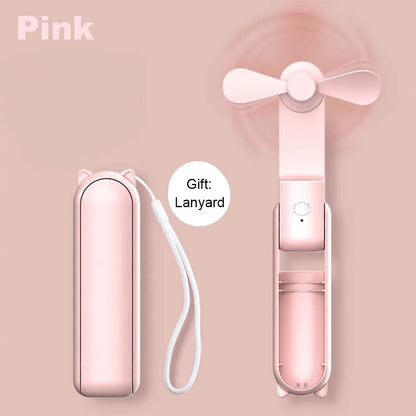 Portable Fan 2000mAh USB Rechargeable 3 Speed Mini Handheld Foldable Fan
