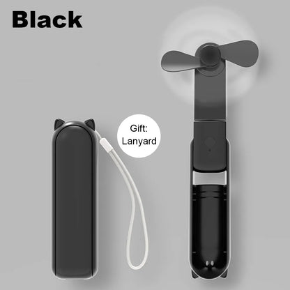 Portable Fan 2000mAh USB Rechargeable 3 Speed Mini Handheld Foldable Fan