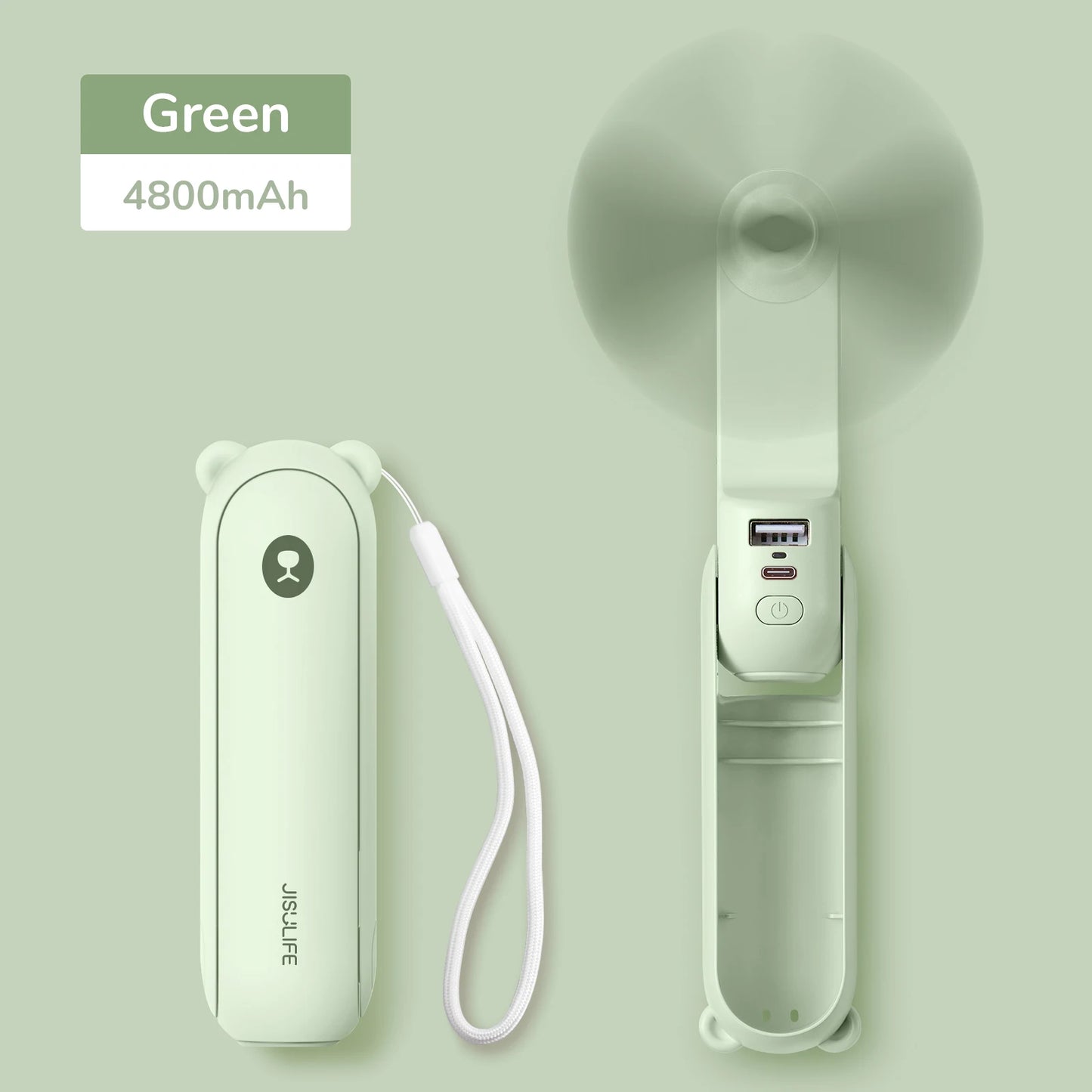 JISULIFE Portable Fan Mini Handheld Fan USB 4500mAh,Small 3 in1 Pocket Fan with Power Bank Flashlight Feature