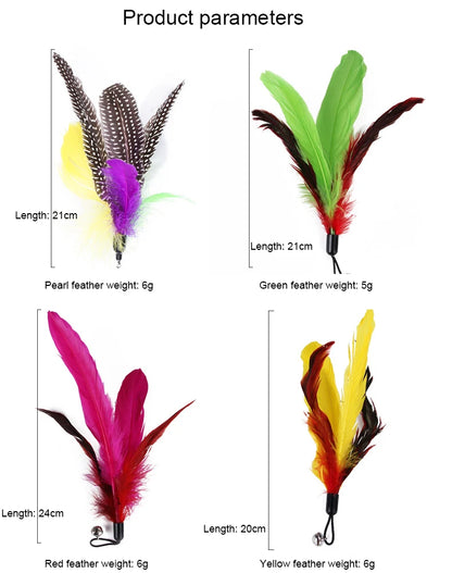 11pcs Replacement Cat Feather Toy Set Feather Replacement Head Retractable Cat Stick