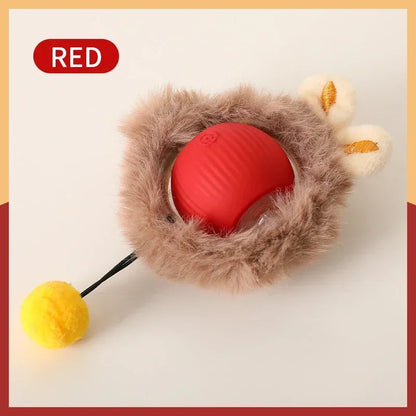 Cat Interactive Ball Toys Automatic Rolling Ball Faux Tail Rechargeable