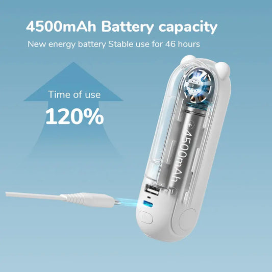 JISULIFE Portable Fan Mini Handheld Fan USB 4500mAh,Small 3 in1 Pocket Fan with Power Bank Flashlight Feature