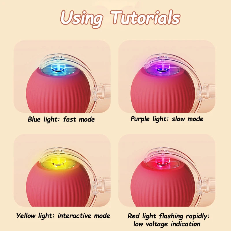 Cat Interactive Ball Toys Automatic Rolling Ball Faux Tail Rechargeable
