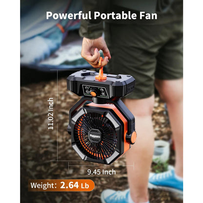 20000mAh Battery Camping Fan with 4 LED Lantern 8 Speeds Desk Fan Portable Outdoor Fan for Outdoor Camping
