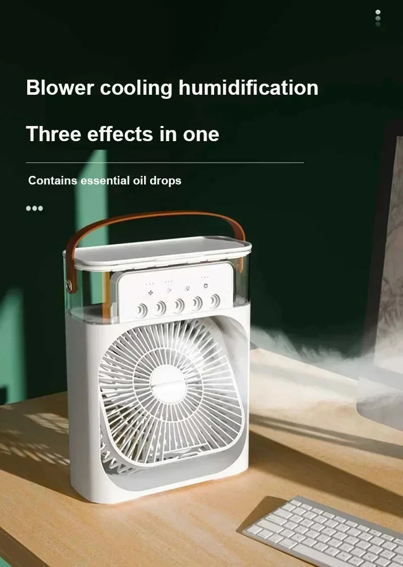 New 3 In 1 Fan AIr Conditioner Household Air Cooler LED Night Light Portable Humidifier Air Adjustment Fan Office Home Fan