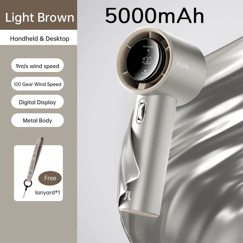 JISULIFE™ Mini Portable Fan – 100 Wind Speeds, LED Display & 5000mAh Power for Ultimate Outdoor Cooling for USA