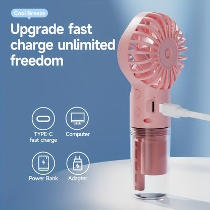 Rapid Cooling Rechargeable Handheld Misting Fan Steamer - Mini Portable Battery Operated Fan