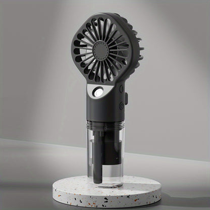 Rapid Cooling Rechargeable Handheld Misting Fan Steamer - Mini Portable Battery Operated Fan